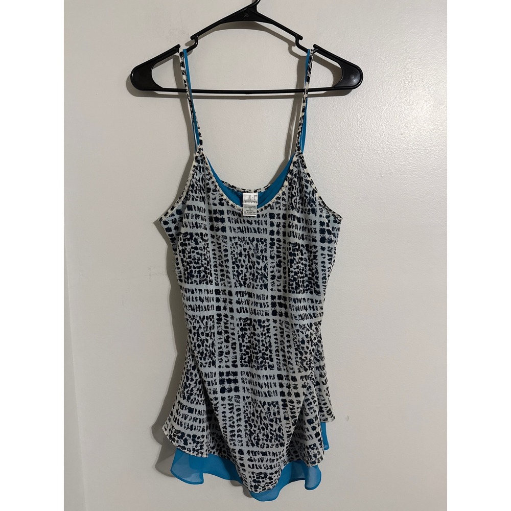 INC International Concepts Intimates Blue Black Abstract Print Camisole Top M